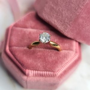 3/4 genuine White Diamond solitaire engagement ring 14k gold